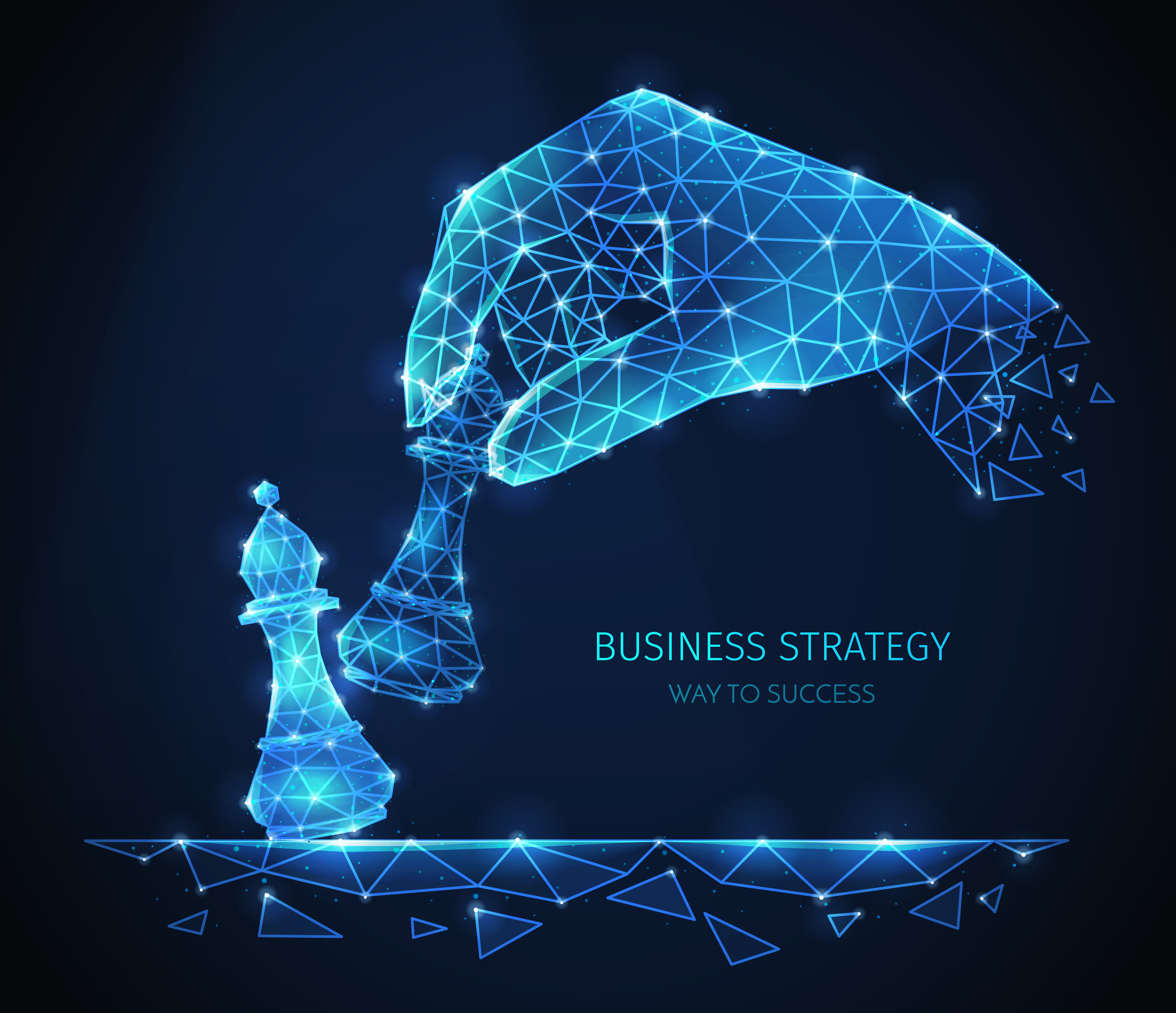 A hand moves a chess piece, depicted as a glowing blue wireframe model